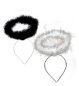 Preview: Haarreif Heiligenschein in 2 Verschiedenen Farben mit Federn Halloween Karneval Accessoire (Schwarz)