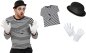 Preview: Kostüm-Set Pantomime, 3 TLG. Straßenkünstler Harlekin Shirt Schminke Handschuhe Hut Kostüm-Bundle Komplettset
