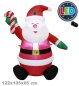 Preview: Aufblasbarer Weihnachtsmann mit LED – 122 cm – Sitzende Santa-Deko mit Zuckerstange für Garten & Haus