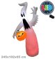 Preview: Halloweenfigur Geist mit LED & Kürbis | 245 x 102 x 65 cm | wetterfest & selbstaufbauend, Leuchtende Dekofigur mit Gebläse für Garten & Eingang