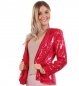 Preview: Pailletten besetztes Jackett Blazer Glitzer rot