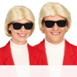 Preview: Kult Schlager Kostüm Set, Blonde Perücke & Schwarze Sonnenbrille – für Mallorca Party, Schlagerparty, Après-Ski, Karneval & Mottoparty