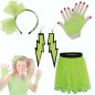 Preview: 80er-Jahre-Kostüm-Zubehör-Set 6 tlg. Neon Rock Handschuhe, Ohrringe Haarreif Schleife Retro Style Bad Taste Accessoire