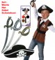 Preview: Piraten-Set für Kinder, Kostüm-Set bestehend aus Weste, Hut, Säbel und Schminke