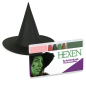 Preview: Hexenhut mit Schminkset – Halloween Kostümzubehör in Theaterqualität – Wahl zwischen Hexengrün oder Schminkset für Hexen