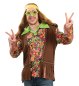 Preview: Hippie Kostüm Erwachsene Damen oder Herren – 70er Jahre Outfit mit Buntem Blumenmuster & Brauner Fransenweste – Flower Power Verkleidung