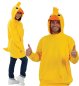 Preview: Enten Kostüm für Erwachsene Hoodie Kapuzenpullover mit Bauchtasche und Tierkapuze Schnabel Augen Kopfgefieder und Entenschwanz in 4 Größen erhältlich Unisex