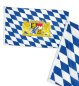 Preview: Gesamtansicht der Bayern Fahne in Blau-Weiß mit Bayern-Wappen