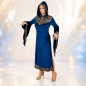 Preview: Damenkostüm Mysterie in Blau und Gold mit Kapuze am Model
