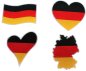 Preview: Deutschland Bügelbilder Set mit Flaggen- und Herzmotiven in Schwarz-Rot-Gold