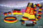 Preview: 5-teiliges Deutschland Fan-Set mit Schweißband, Gürtel, Blumenkette, Ohrringen und Armband