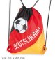 Preview: Deutschland Turnbeutel mit Kordelzug und Fußballmotiv in Schwarz-Rot-Gold