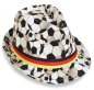 Preview: Fußball Trilby-Hut mit Fußballmuster und Deutschlandband in Schwarz-Rot-Gold
