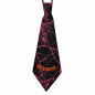 Preview: Halloween Krawatte Schwarz-Rosa mit Spinnennetz-Muster und Halloween-Schriftzug