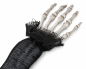 Preview: Detailaufnahme einer Halloween Skelett-Hand mit schwarzem Stoffärmel