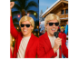 Preview: Kult Schlager Kostüm Set, Blonde Perücke & Schwarze Sonnenbrille – für Mallorca Party, Schlagerparty, Après-Ski, Karneval & Mottoparty
