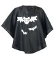 Preview: Schwarzes Fledermaus-Cape für Kinder mit weißem Motiv von vorne