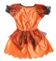 Preview: Rückansicht des orange-schwarzen Kinder-Hexenkleids mit Spinnennetz-Tüll und Knopfverschluss