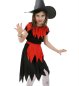 Preview: Kinderkostüm Hex Hex in Schwarz und Rot mit Produktdetails und Größen 116 bis 164