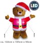 Preview: Beleuchteter Weihnachtsbär mit roter Nikolauskleidung und Befestigungsleinen