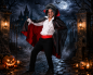 Preview: Wendeumhang Enigma in Schwarz-Rot als Vampir Cape für Halloween