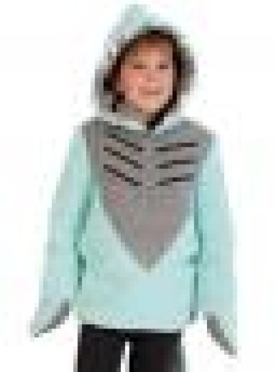 Kinderkostüm Hai Oberteil Haifisch Kapuzenpulli mit Handwärmern flauschig warm kuschelig