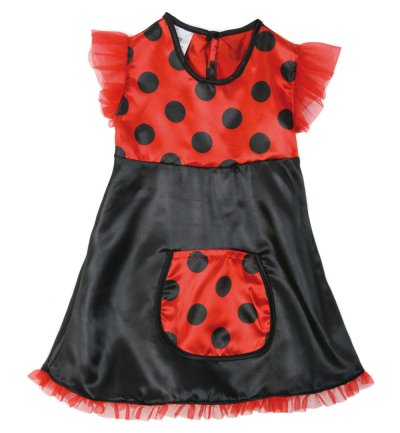Kinderkostüm Kleid Käferchen schwarz/rot mit schwarzen Pünktchen Marienkäfer Glückskäfer Gr 86 - 104