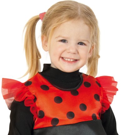 Kinderkostüm Kleid Käferchen schwarz/rot mit schwarzen Pünktchen Marienkäfer Glückskäfer Gr 86 - 104