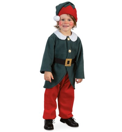 Kinder Elf Kostüm Set - Weihnachtskostüm mit Mütze, Jacke, Gürtel und Hose für Weihnachten, Festtagsfotos und Theateraufführungen, Verkleidung, weiches Fleece