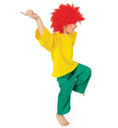 Kostüm Outfit Kobold-Kinderkostüm - 2-teiliges Set gelb grün Rundhalsausschnitt und Gummizug