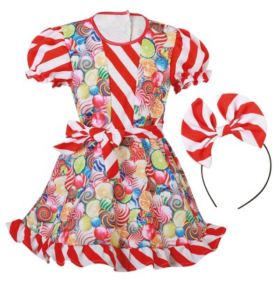 Kostüm Outfit Süßes Bonbon - Kleid Candy mit Haarreif und Gürtel