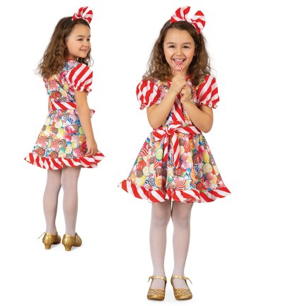 Kostüm Outfit Süßes Bonbon - Kleid Candy mit Haarreif und Gürtel