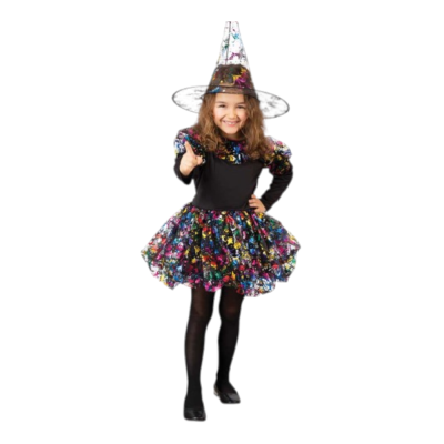 Funkelhexe 2-tlg. Hexenkostüm Hexenkleid und Hexenhut Halloween Tüllrock