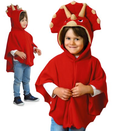 Kinder Dinosaurier Kostüme – Weicher Poncho mit Kapuze, Triceratops oder Drache – Perfekt für kreatives Spielen Überwurf Dino