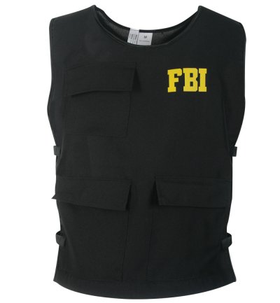 Herrenkostüm "Weste FBI", Schutzweste, Police-Officer, Polizist, Agent Weste Gr M, XL