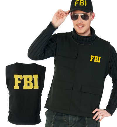 Herrenkostüm "Weste FBI", Schutzweste, Police-Officer, Polizist, Agent Weste Gr M, XL