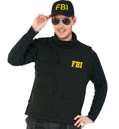 Herrenkostüm "Weste FBI", Schutzweste, Police-Officer, Polizist, Agent Weste Gr M, XL