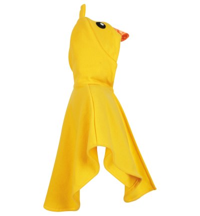 Kinder Kostüm Ente – gelber Fleece Poncho mit Kapuze – Enten Cape für Karneval, Fasching & Mottopartys