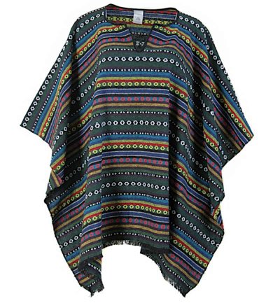 Poncho EL Paco Überwurf bunt Mexikanisch Tag der Toten Dia de los Muertos Siesta