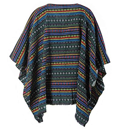Poncho EL Paco Überwurf bunt Mexikanisch Tag der Toten Dia de los Muertos Siesta
