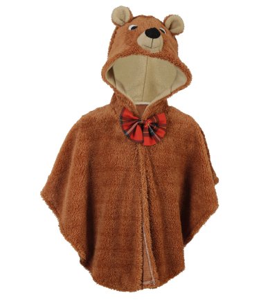 Kinder Bärenkostüm Poncho mit Kapuze – Tierkostüm für Fasching & Karneval – Größe 98 & 104/116