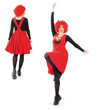 Keks Krümel oder Kuschel für Erwachsene Buntes Monster Kleid für Erwachsene - Lustige Kleider mit Haarreif in blau oder rot, knielang