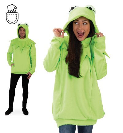Frosch Hoodie für Erwachsene, Unisex – Kuscheliger Pullover aus weichem Fleece mit Kapuze, praktischen Taschen und witzigem Frosch-Design