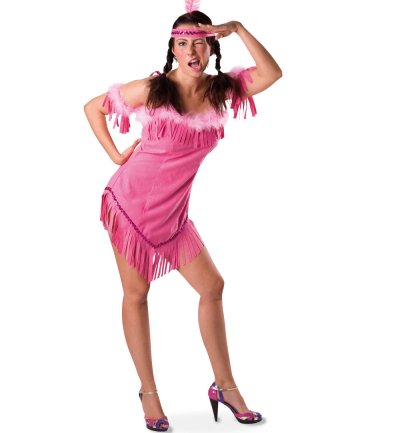 Damenkostüm "Abahanni" Indianerin Pink Rosa Wilder Westen Ureinwohner Gr 36 - 42