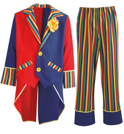 Clown Kostüm für Erwachsene – 2-teiliges Kostüm mit bunter Frackjacke & Streifenhose – Fasching Zirkus Verkleidung Unisex
