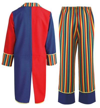 Clown Kostüm für Erwachsene – 2-teiliges Kostüm mit bunter Frackjacke & Streifenhose – Fasching Zirkus Verkleidung Unisex