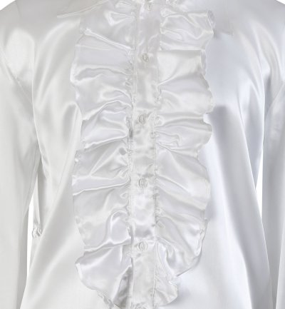 Rüschenhemd weiss weiß white Outfit Partyhemd seidenoptik