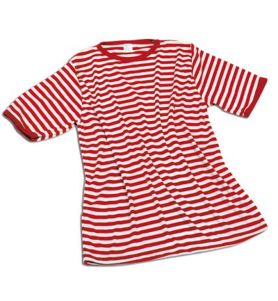 Kostüm - Set Schlafmütze, 3-tlg. Ringel-Shirt Kurzarm (Baumwolle), Kniestrümpfe und Schlafhaube, rot/weiß, Schlafwandler, Clown