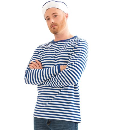 Ringelpullover blau/weiß, Fasching, Karneval, Mottoparty