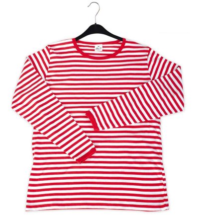 Herrenkostüm "Ringel-Shirt" rot/weiß, Langarm, Karneval, Fasching, Mottoparty